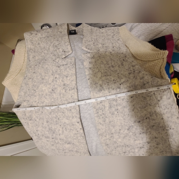Club Monaco Wool Blend Tweed Open- Front Vest Gray Specked Size XS - Picture 10 of 13